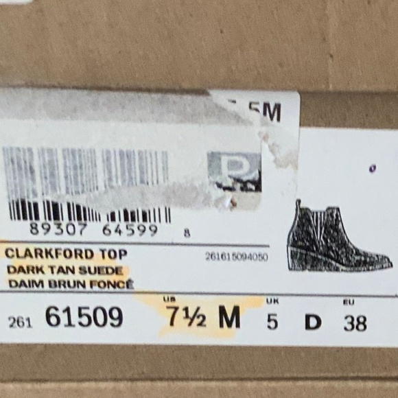 Clarks Women's Clarkford Top Dark Tan Suede Wedged Boots Camel Brown Booties 7.5 - Picture 14 of 14